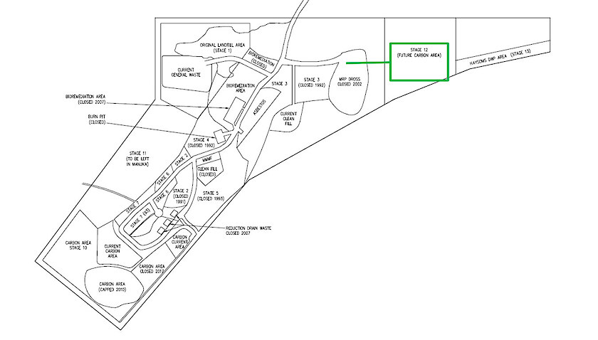 2019 map of the Tiwai Landfill (NZAS).