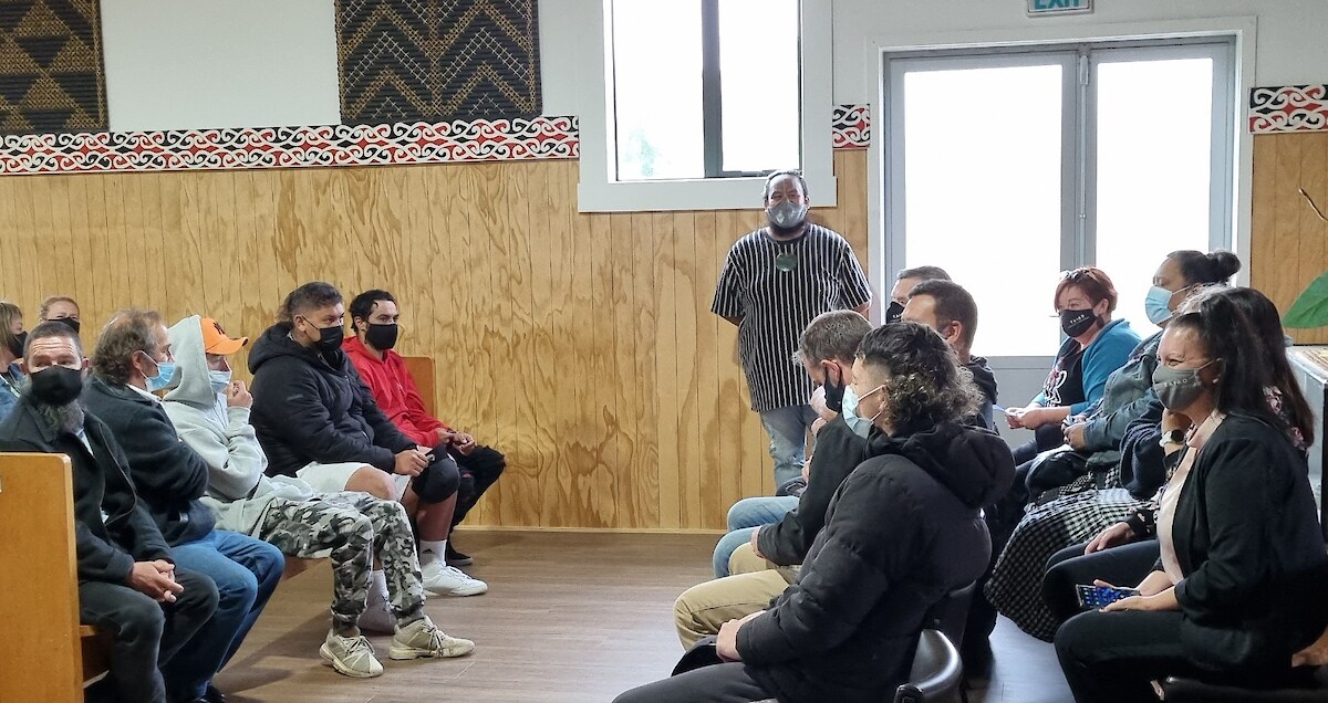 Matu Coleman overseeing the proceedings of the pōwhiri.