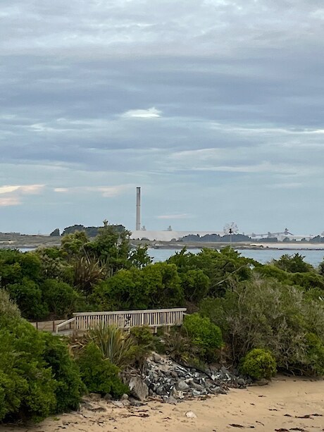 View of the Tiwai Aluminium Smelter from Stirling Point, Bluff.