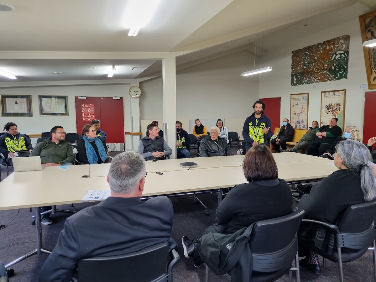 Tauira (Raniera Smyth) sharing experiences about the Kaitiaki Taiao Tauira Programme.