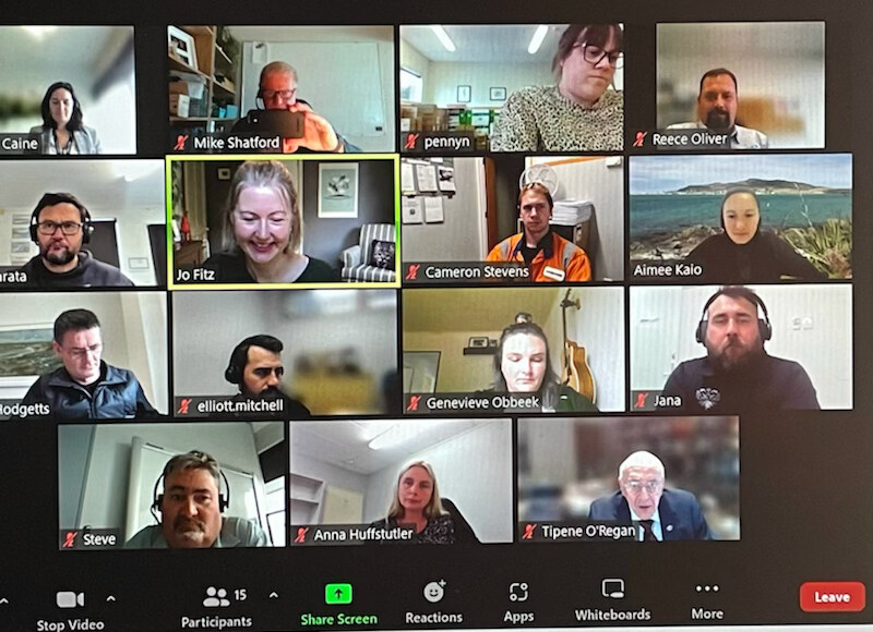 Participants in the online hui on 10 May 2022.