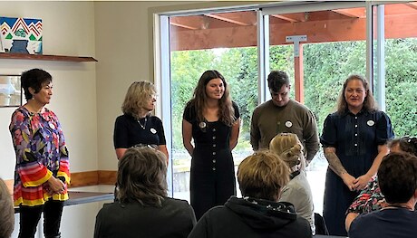 Te Rūnanga o Ngāi Tahu Whānau as First Navigators team l-r: Robyn Wallace, Deirdre Richardson, Phoebe Gardiner, Tahu Russel, and Monique Tupai.