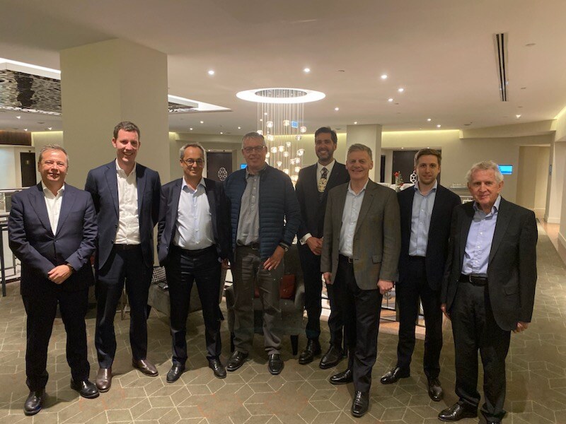 (Left to Right) Armando Torres, Chris Blenkiron, Jerome Pécresse, Terry Nicholas, Michael Stevens, Sir Bill English, Mathieu Perreault, and David Stock