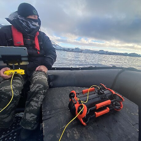 Testing the underwater ROV (Remote Operating Vehicle) - Photo Credit Hokonui Rūnanga.