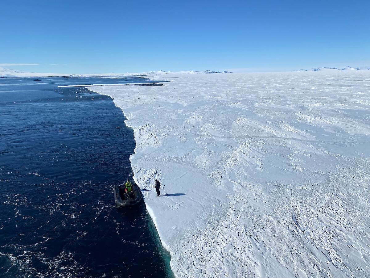 View of the Ross Ice Shelf after just departing the zodiac below. Photo credit Hokonui Rūnanga.