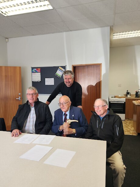 Terry Nicholas, Ta Tipene O’Regan, Alan Groves and Graham Kitson signing the relationship agreement