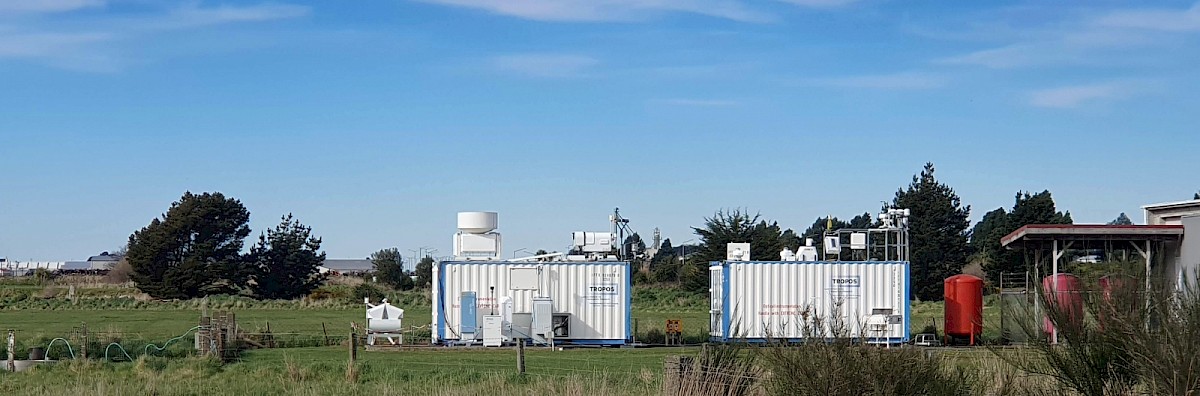 Two German LACROS mobile atmospheric measuring stations near Invercargill Airport. Photo: R. Eisert